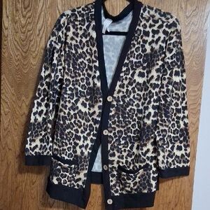 Lily Leopard Print Sweater with Black Accents